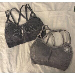 Soul by Soul Cycle Women’s Gray/Black Washed Set Of 2 Sports Bras Size XS/S